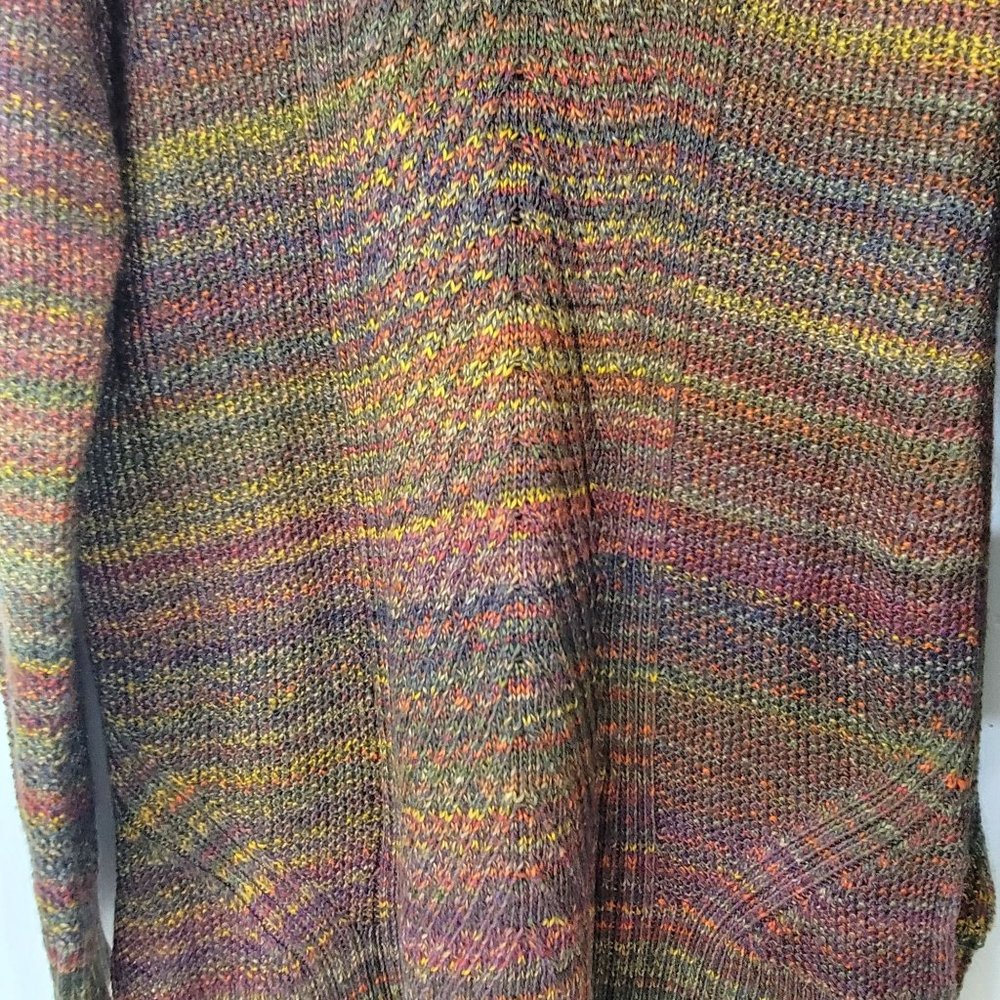 Cb Brown Variegated Textured Knit Cowl Neck Pullover Tunic Sweater Dress - Picture 5 of 7